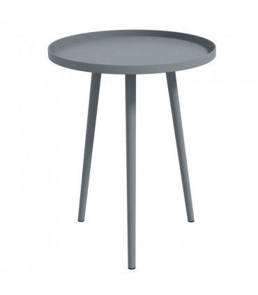 Outsunny Round Garden Coffee Table, Outdoor Side Table with Rounded Steel Edge, Ø40 x 50H cm, Grey