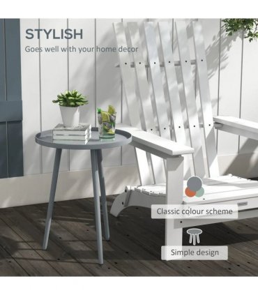 Outsunny Round Garden Coffee Table, Outdoor Side Table with Rounded Steel Edge, Ø40 x 50H cm, Grey