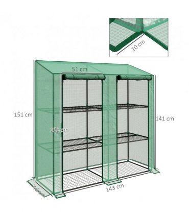 Outsunny 46 x 143cm Six-Shelf Greenhouse