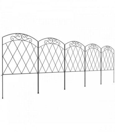 Outsunny 3m Decorative Metal Garden Fence - Diamond and Swirl Pattern