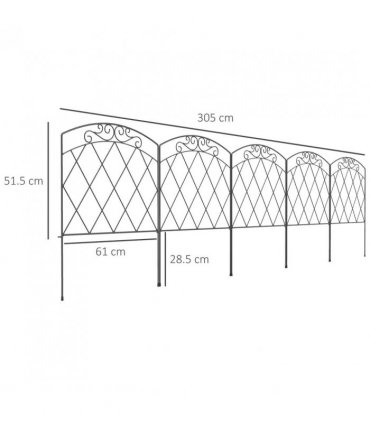 Outsunny 3m Decorative Metal Garden Fence - Diamond and Swirl Pattern