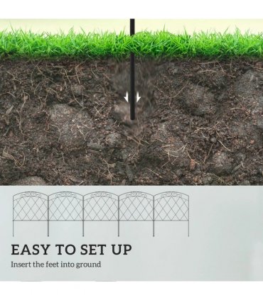 Outsunny 3m Decorative Metal Garden Fence - Diamond and Swirl Pattern