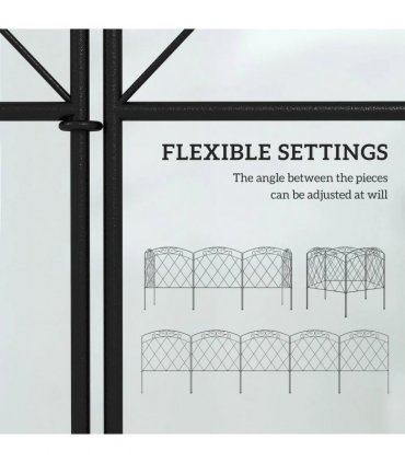 Outsunny 3m Decorative Metal Garden Fence - Diamond and Swirl Pattern
