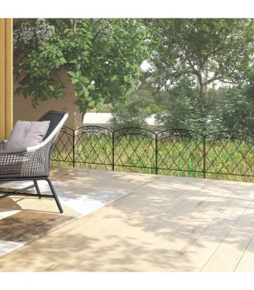 Outsunny 3m Decorative Metal Garden Fence - Diamond and Swirl Pattern