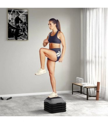 SPORTNOW Fitness Stepper for Exercise Workout, 10/15/20/25/30 cm 5-Level Height Adjustable Aerobic Stepper, Non-Slip Step, Grey