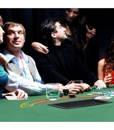 HOMCOM Poker Table, 7-Player Folding Blackjack Table with Chip Tray, Cup Holders, Padded Rails, 182 x 91 x 75 cm, Green