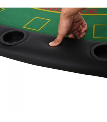 HOMCOM Poker Table, 7-Player Folding Blackjack Table with Chip Tray, Cup Holders, Padded Rails, 182 x 91 x 75 cm, Green