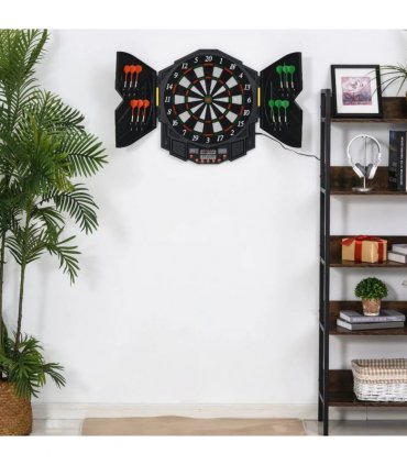 HOMCOM Dart Board Set, Electronic Dartboard with LED Digital Score Display, Soft Tip Darts, 27 Games, Speaker Sound