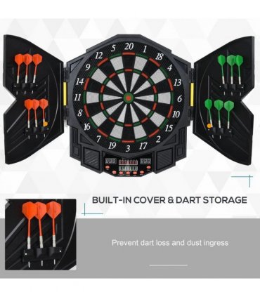 HOMCOM Dart Board Set, Electronic Dartboard with LED Digital Score Display, Soft Tip Darts, 27 Games, Speaker Sound