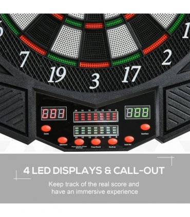 HOMCOM Dart Board Set, Electronic Dartboard with LED Digital Score Display, Soft Tip Darts, 27 Games, Speaker Sound