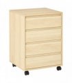 HOMCOM Four-Drawer Office Filing Cabinet, with Wheels - Natural Wood Finish