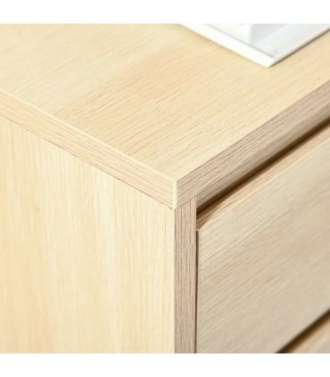 HOMCOM Four-Drawer Office Filing Cabinet, with Wheels - Natural Wood Finish
