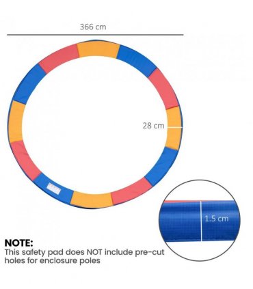HOMCOM 12FT Trampoline Spring Cover, Plastic Trampoline Pad Replacement Safety Guard, Multicoloured