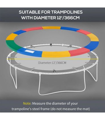 HOMCOM 12FT Trampoline Spring Cover, Plastic Trampoline Pad Replacement Safety Guard, Multicoloured