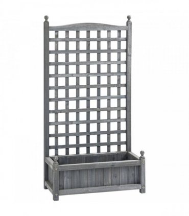 Outsunny Garden Planters with Trellis for Climbing Vines, Wood Raised Beds for Garden, Flower Pot, Indoor Outdoor, Grey