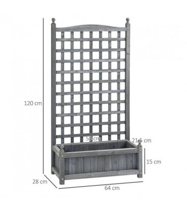 Outsunny Garden Planters with Trellis for Climbing Vines, Wood Raised Beds for Garden, Flower Pot, Indoor Outdoor, Grey