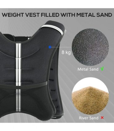 HOMCOM 8KG Weighted Vest, Running Weight Vest with Adjustable Strap, Convenient Pocket and Reflective Strips for Men and Women
