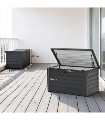Outsunny 311L Galvanised Steel Garden Storage Box - Dark Grey