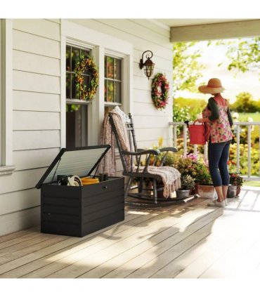 Outsunny 311L Galvanised Steel Garden Storage Box - Dark Grey