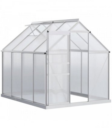 Outsunny 190 x 253 cm Walk-In Polycarbonate Greenhouse - Silver-Tone