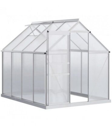 Outsunny 190 x 253 cm Walk-In Polycarbonate Greenhouse - Silver-Tone