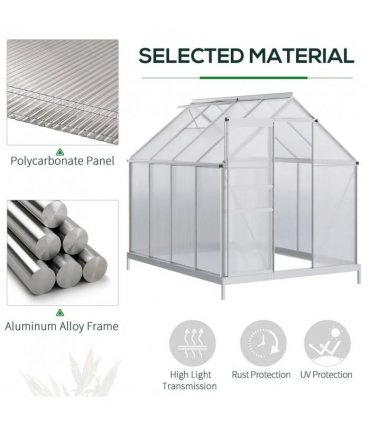 Outsunny 190 x 253 cm Walk-In Polycarbonate Greenhouse - Silver-Tone