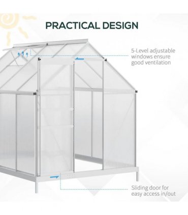 Outsunny 190 x 253 cm Walk-In Polycarbonate Greenhouse - Silver-Tone