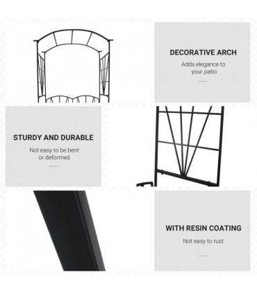 Outsunny Garden Bench, 2 Seater Outdoor Patio Bench, Metal Garden Loveseat with Arch for Vines and Climbing Plants, Black