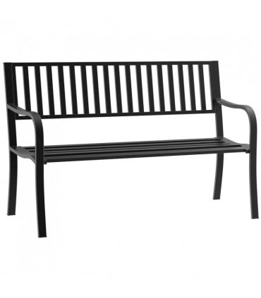 Outsunny Metal Garden Bench Loveseat with Slatted Seat, Black