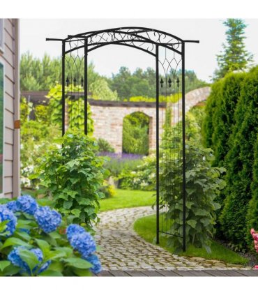 Outsunny 211cm Height Metal Garden Arch Arbor for Wedding Decor for Climbing Plants and Outdoor Decoration