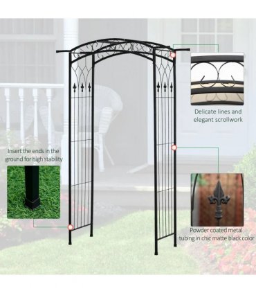 Outsunny 211cm Height Metal Garden Arch Arbor for Wedding Decor for Climbing Plants and Outdoor Decoration