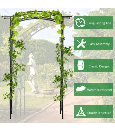 Outsunny 211cm Height Metal Garden Arch Arbor for Wedding Decor for Climbing Plants and Outdoor Decoration