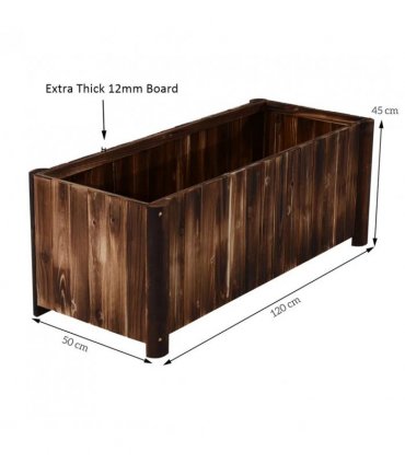 Outsunny Wooden Raised Garden Bed, 120 x 50 x 45cm Elevated Planter Box, Outdoor Flower Bed with Drainage Gaps, Easy Assembly