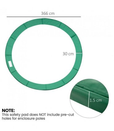 HOMCOM 12FT Trampoline Spring Cover, Plastic Trampoline Pad Replacement Safety Guard, Green