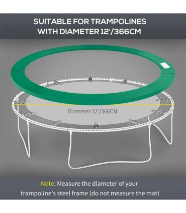 HOMCOM 12FT Trampoline Spring Cover, Plastic Trampoline Pad Replacement Safety Guard, Green