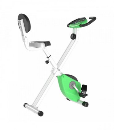 HOMCOM Folding Exercise Bike, Fitness Bicycle Indoor Trainer, Quiet 8-Level Magnetic Resistance, with LCD Monitor, Pulse Sensor and Wheels for Sport Maison and Cardio Training, Green