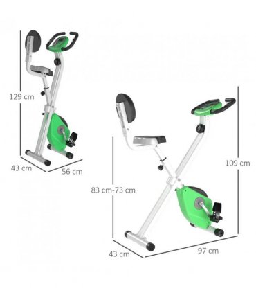 HOMCOM Folding Exercise Bike, Fitness Bicycle Indoor Trainer, Quiet 8-Level Magnetic Resistance, with LCD Monitor, Pulse Sensor and Wheels for Sport Maison and Cardio Training, Green