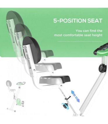HOMCOM Folding Exercise Bike, Fitness Bicycle Indoor Trainer, Quiet 8-Level Magnetic Resistance, with LCD Monitor, Pulse Sensor and Wheels for Sport Maison and Cardio Training, Green