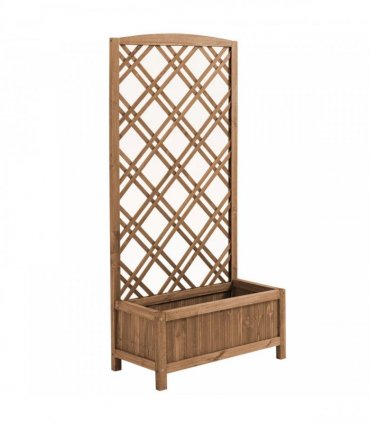 Outsunny Garden Planter with Trellis, Wooden Raised Bed for Garden with Lattice Trellis for Vegetables, Herbs and Flowers, Brown