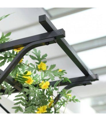 Outsunny 210cm Decorative Metal Garden Trellis Arch with Durable Steel Tubing & Elegant Scrollwork, Great for Weddings, Dark Gre