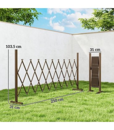 Outsunny Expanding Trellis Fence, Freestanding Movable Fence, Foldable Garden Screen Panel, 250 x 103.5 cm, Dark Brown