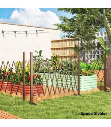 Outsunny Expanding Trellis Fence, Freestanding Movable Fence, Foldable Garden Screen Panel, 250 x 103.5 cm, Dark Brown