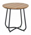Outsunny Round Outdoor Side Table Adjustable Leg Pads Garden Table 49 x 49 x 48 cm Natural Wood & Black