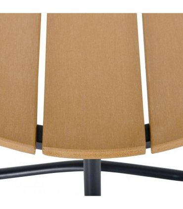 Outsunny Round Outdoor Side Table Adjustable Leg Pads Garden Table 49 x 49 x 48 cm Natural Wood & Black