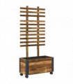 Outsunny Raised Garden Bed with Trellis, Outdoor Wooden Planter Box with Metal Corners and Wheels, Raised Bed for Garden