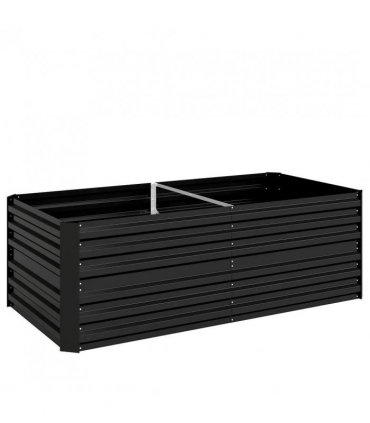 Outsunny Raised Beds for Garden, Galvanised Steel Outdoor Planters with Multi-reinforced Rods, 180 x 90 x 59 cm, Black