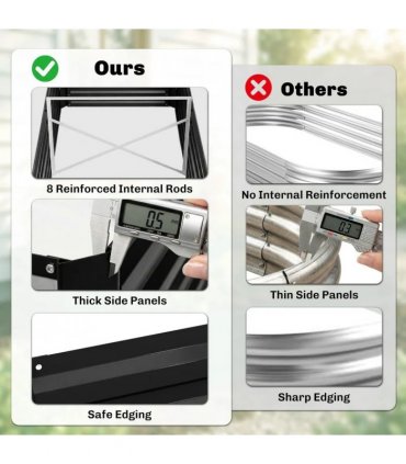 Outsunny Raised Beds for Garden, Galvanised Steel Outdoor Planters with Multi-reinforced Rods, 180 x 90 x 59 cm, Black