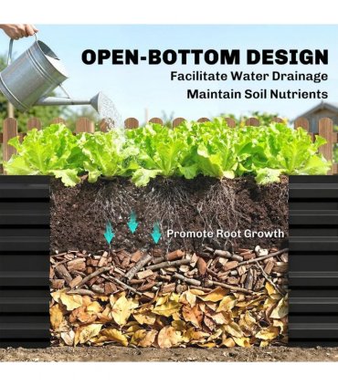 Outsunny Raised Beds for Garden, Galvanised Steel Outdoor Planters with Multi-reinforced Rods, 180 x 90 x 59 cm, Black
