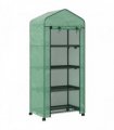 Outsunny 4 Tier Mini Portable Greenhouse Compact Plant Grow Shed Metal Frame PE Cover with Lockable Rolling Wheels , Green