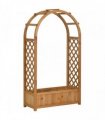 Outsunny Raised Garden Bed with Arch Trellis, Freestanding Garden Planter Box for Vine Climbing Plant Flower Herb, Brown